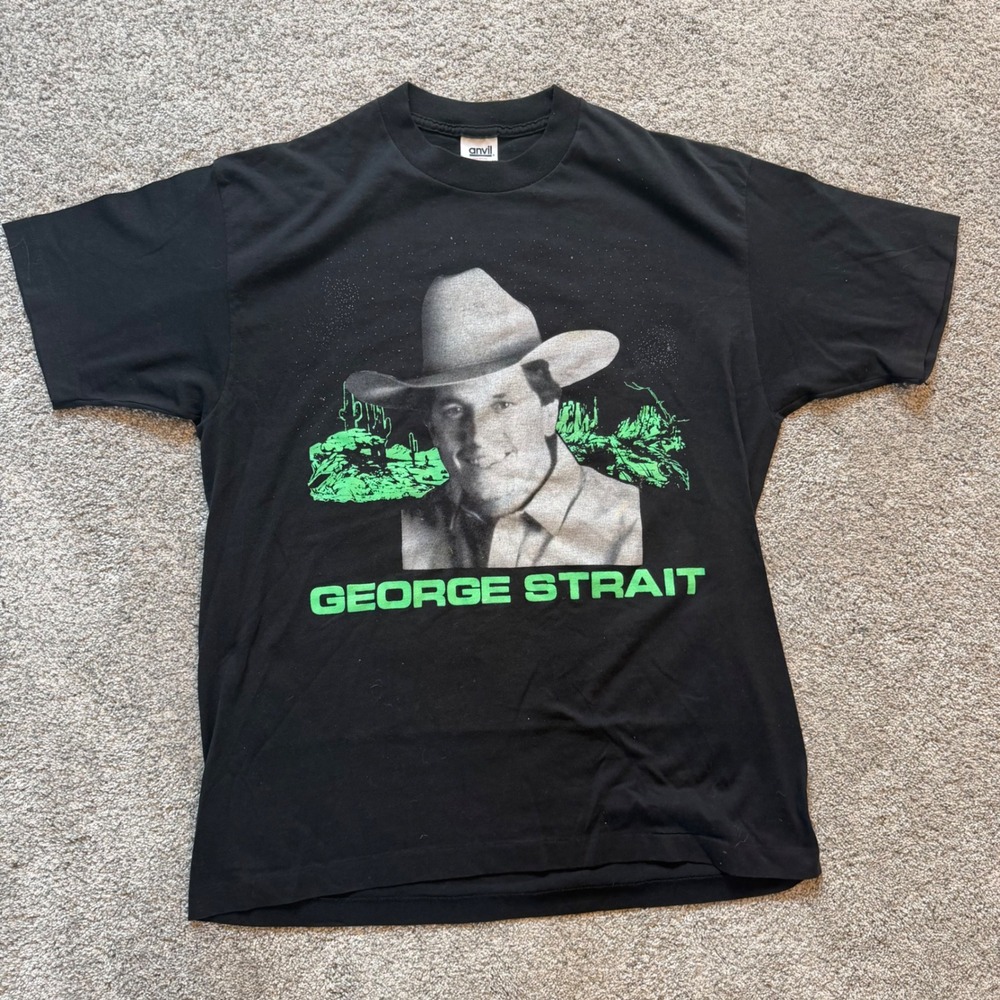 Vintage George Strait Entertainer of the Year Tour T-Shirt Black XL Anvil USA
